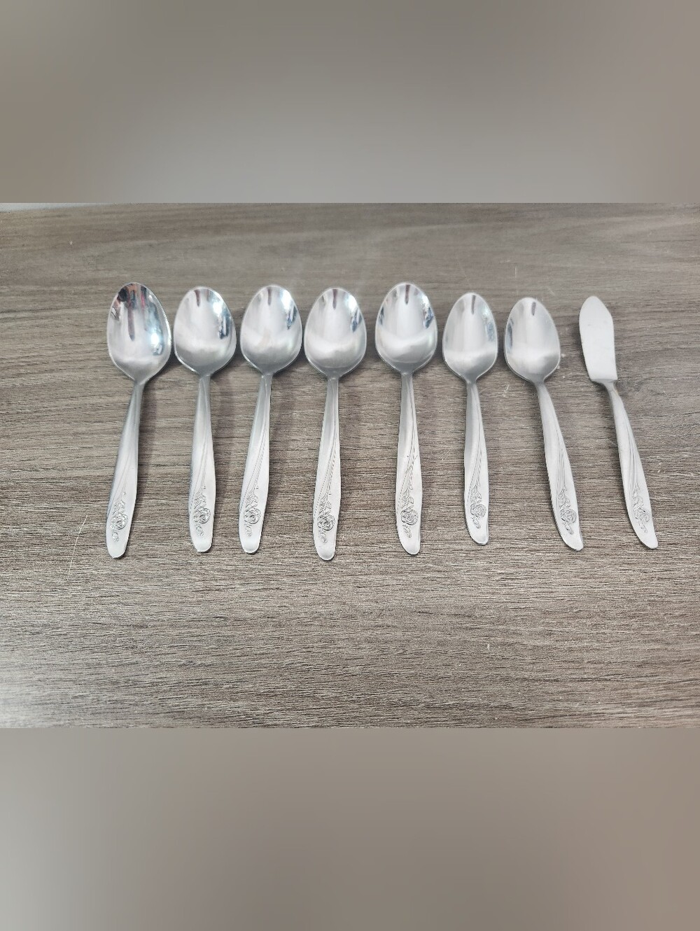 Vintage Oneida Stainless MCM Rose Small Teaspoon Coffee, ROSEANNE